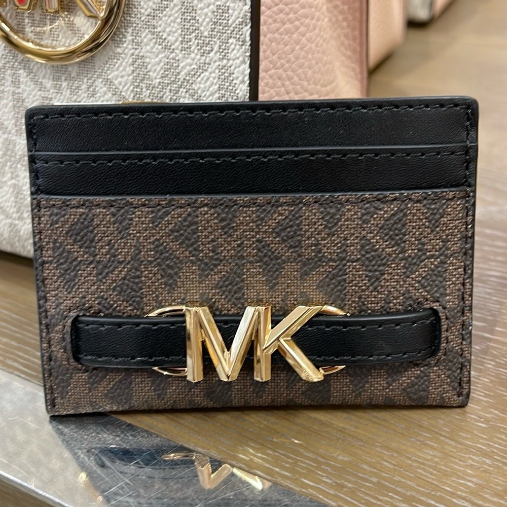 MICHAEL KORS Reed Large Card Holder Case Wallet 
Brown /Black MK Signature NWT - Picture 5 of 16